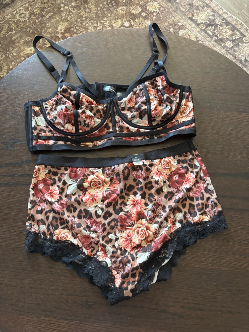 Torrid Size 0 floral leopard matching Bra and Panty Set